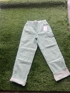 Women’s Striped Carpenter Pants - Light Green